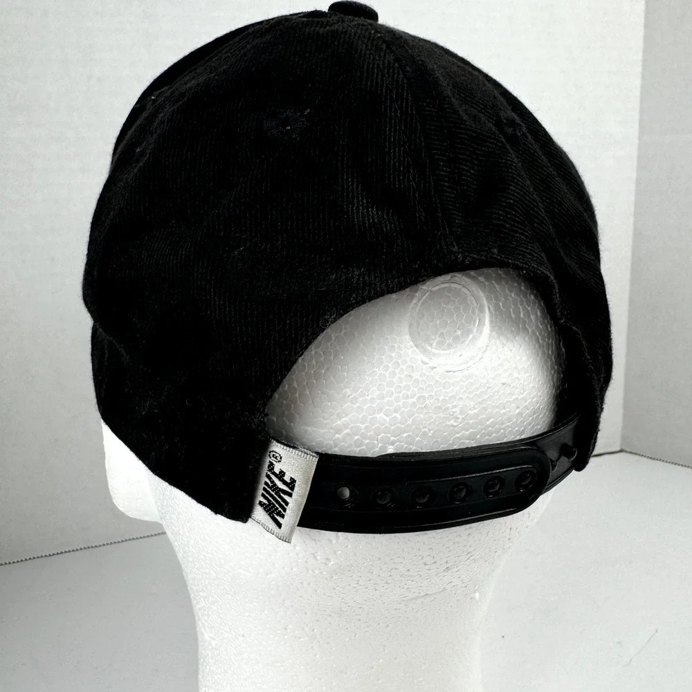 Vintage Nike Adult Snapback Hat Cap Swoosh Baseball Dad Black Green Under Bill